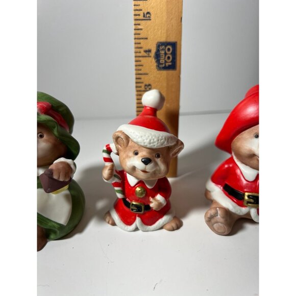 Vintage 1984 Homco Christmas Bear Family #5600 Porcelain Figurines 3 1/2" - Picture 5 of 9